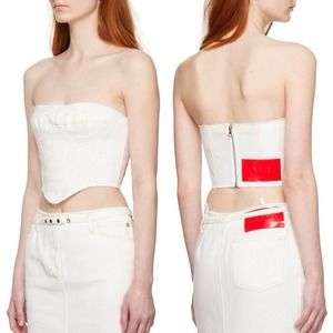 Juneyen - White Raw Edge Denim Corset - FR38/Med - NWT
